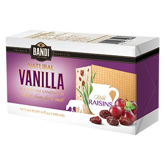 Bandi Vanilla Ice Cream Sandwich with Raisins