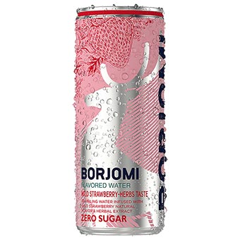 Borjomi Strawberry Herbs Sparkling Mineral Water 330 ml (Can)