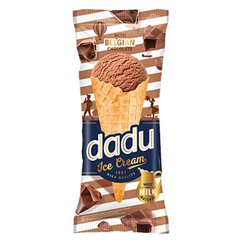Dadu Chocolate Ice Cream with Belgium Chocolate Filling in Wafer Cone 200ml