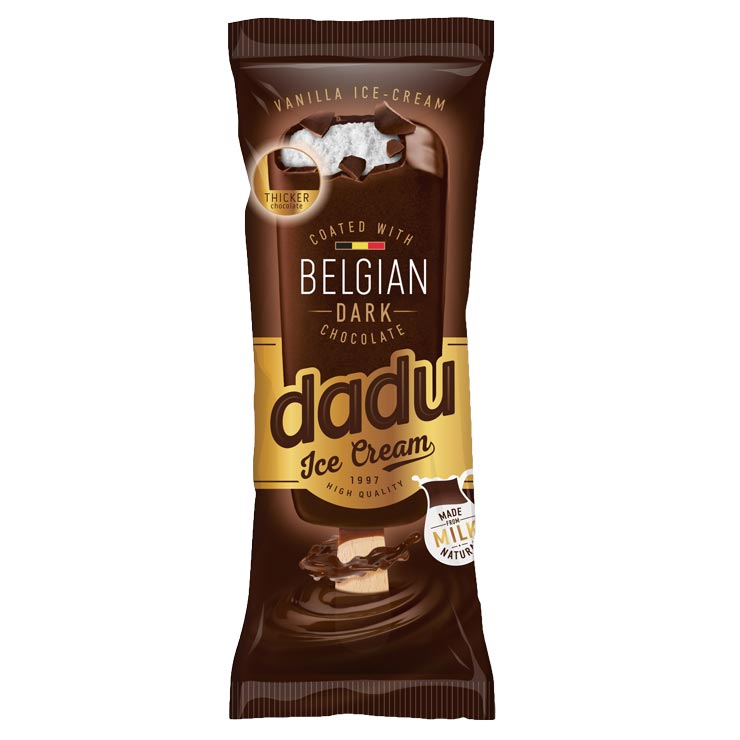 Dadu Vanilla Ice Cream Coated with Belgian Dark Chocolate