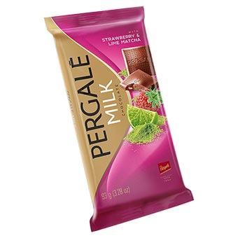 Pergale Milk Chocolate with Strawberry Lime Green Tea Matcha 93g