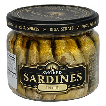 Riga Gold Smoked Sardines in Oil Glass Jar 250g
