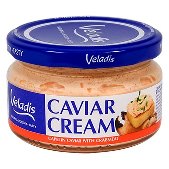 Veladis Capelin Roe Sauce Delicacy with Crab Meat Glass Jar 180g